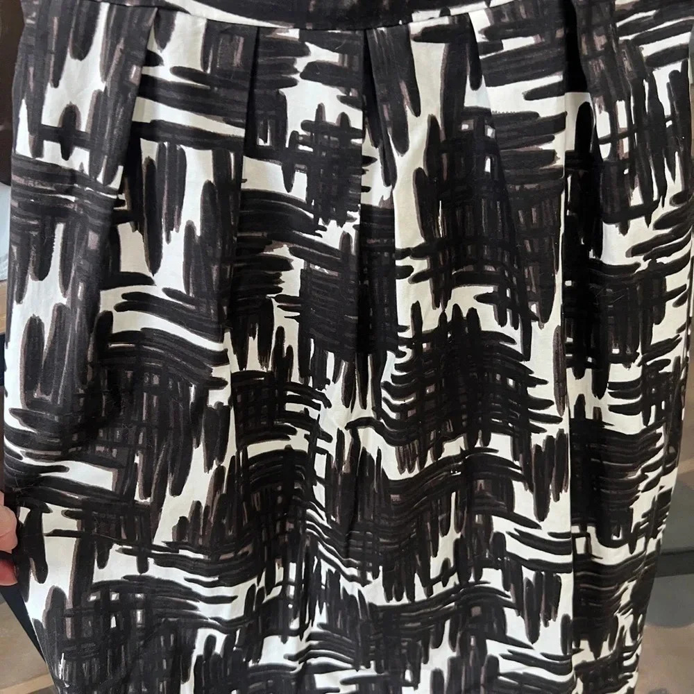 Zara sheath dress abstract print high neck sleeveless Business work cotton brown - Picture 4 of 7